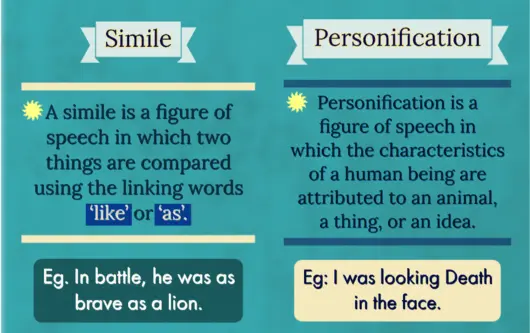 simile, metaphor and personification